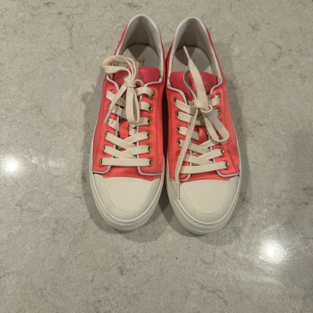 Tom Ford Coral and White Sneakers